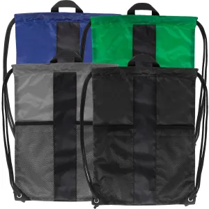 18 Inch Dual Mesh Pocket Drawstring Backpack - 4 Colors