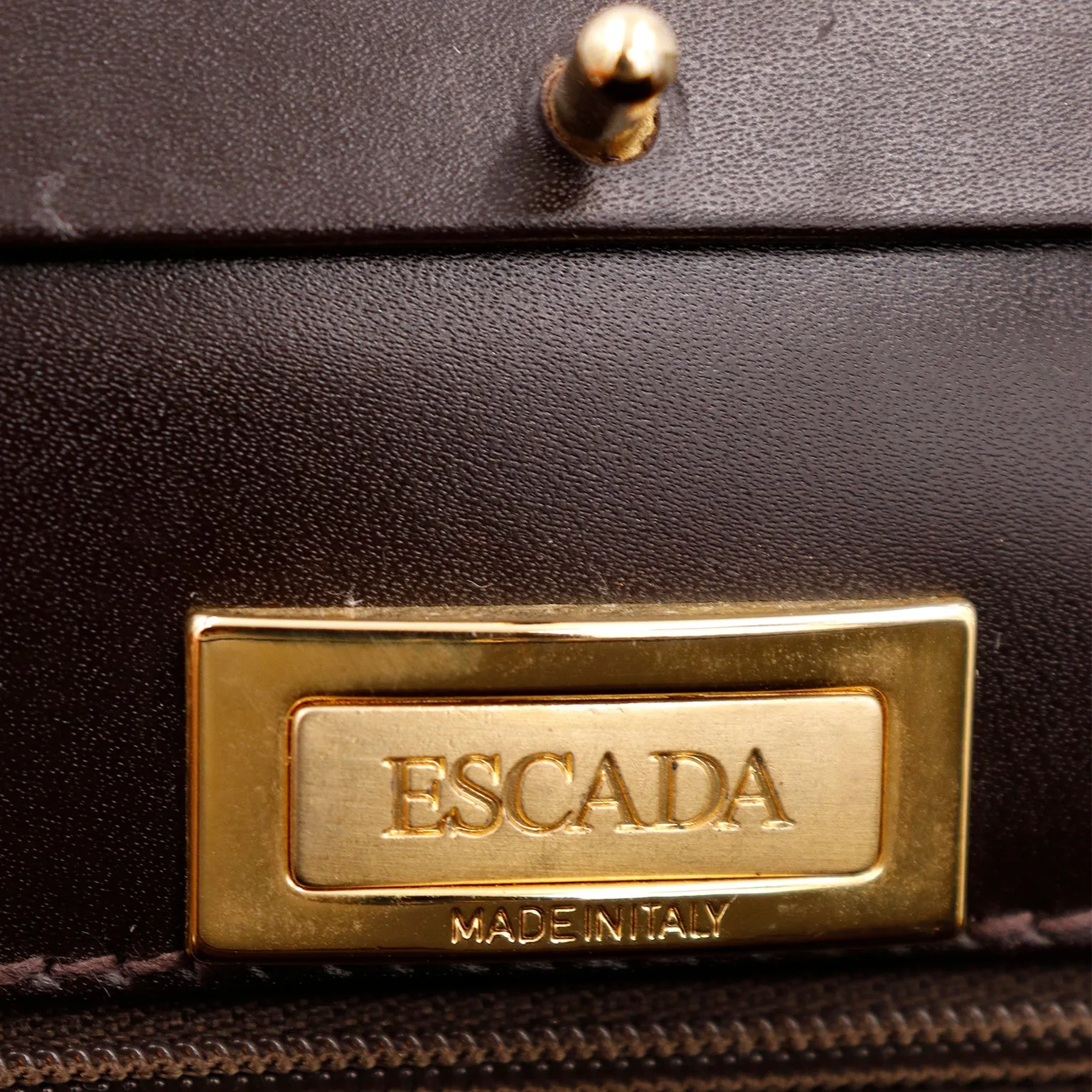 1990s Escada Bag Dark Brown Leather Top Handle Handbag