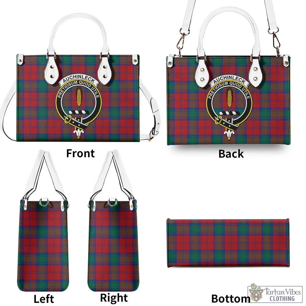 Auchinleck (Affleck) Tartan Luxury Leather Handbags with Family Crest