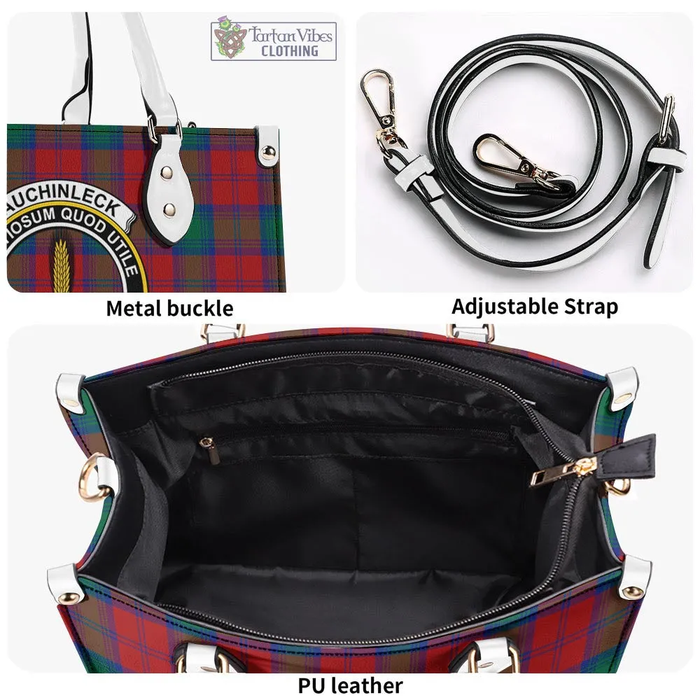 Auchinleck (Affleck) Tartan Luxury Leather Handbags with Family Crest