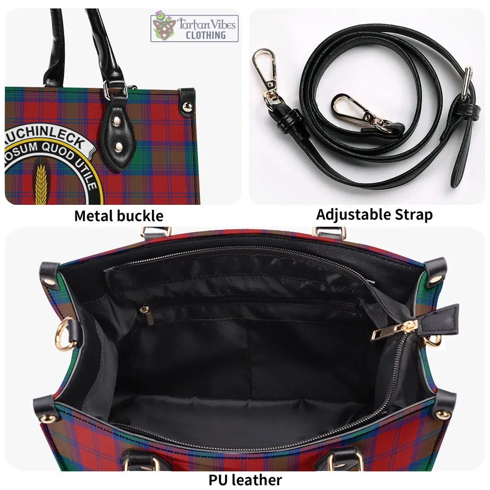 Auchinleck (Affleck) Tartan Luxury Leather Handbags with Family Crest