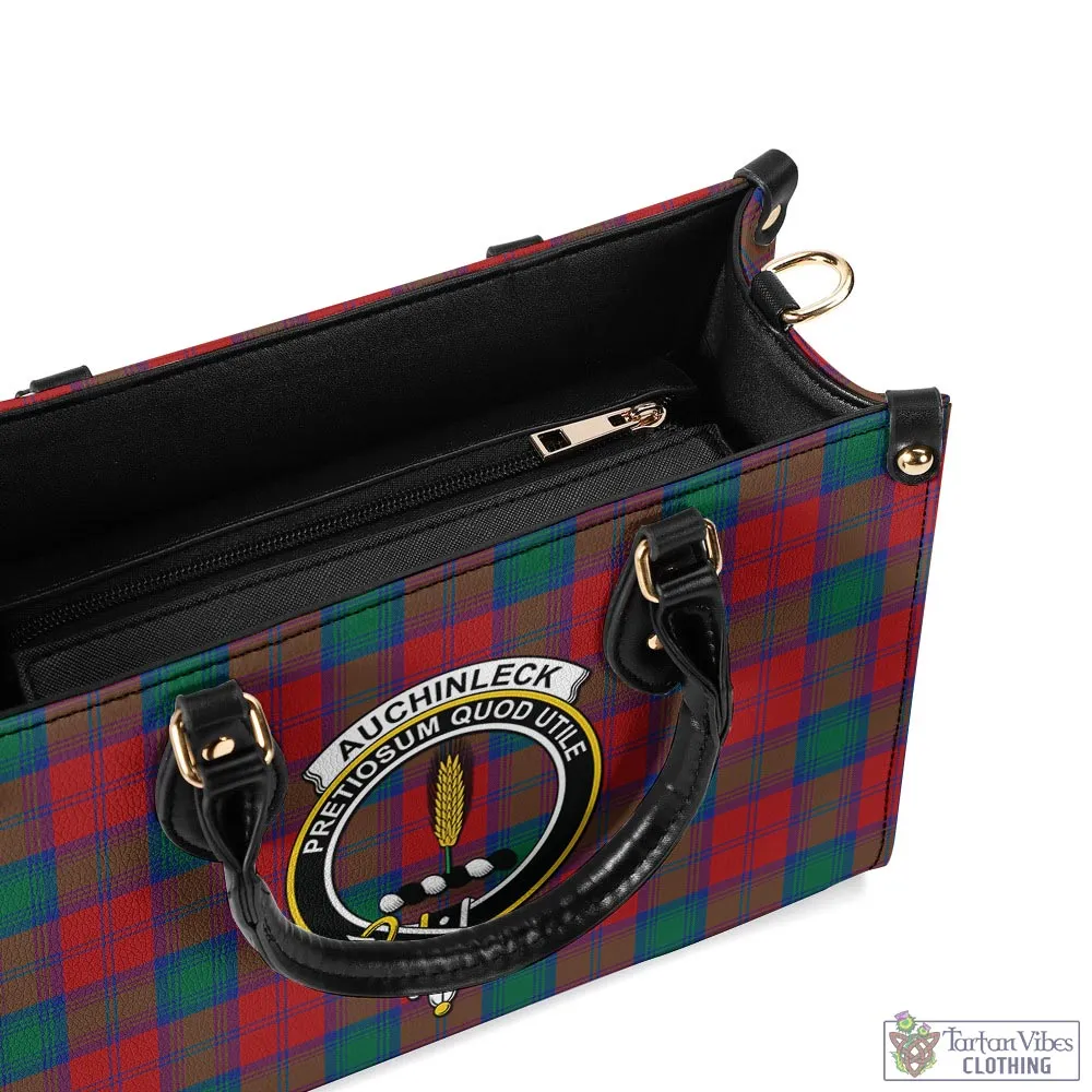 Auchinleck (Affleck) Tartan Luxury Leather Handbags with Family Crest