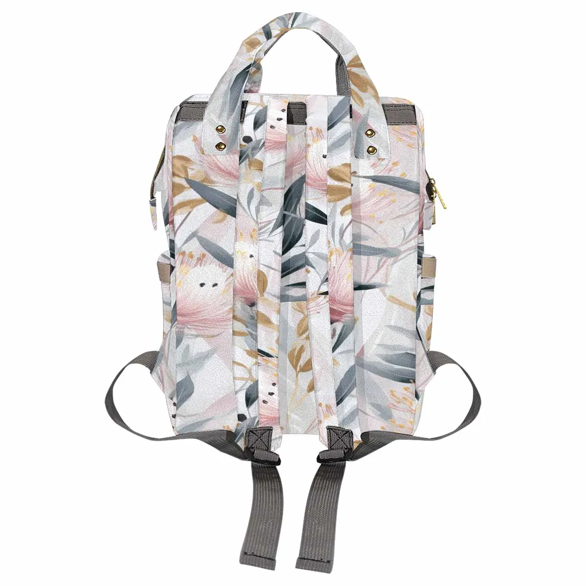 Australian Floral Pink & Grey  Diaper Bag Backpack