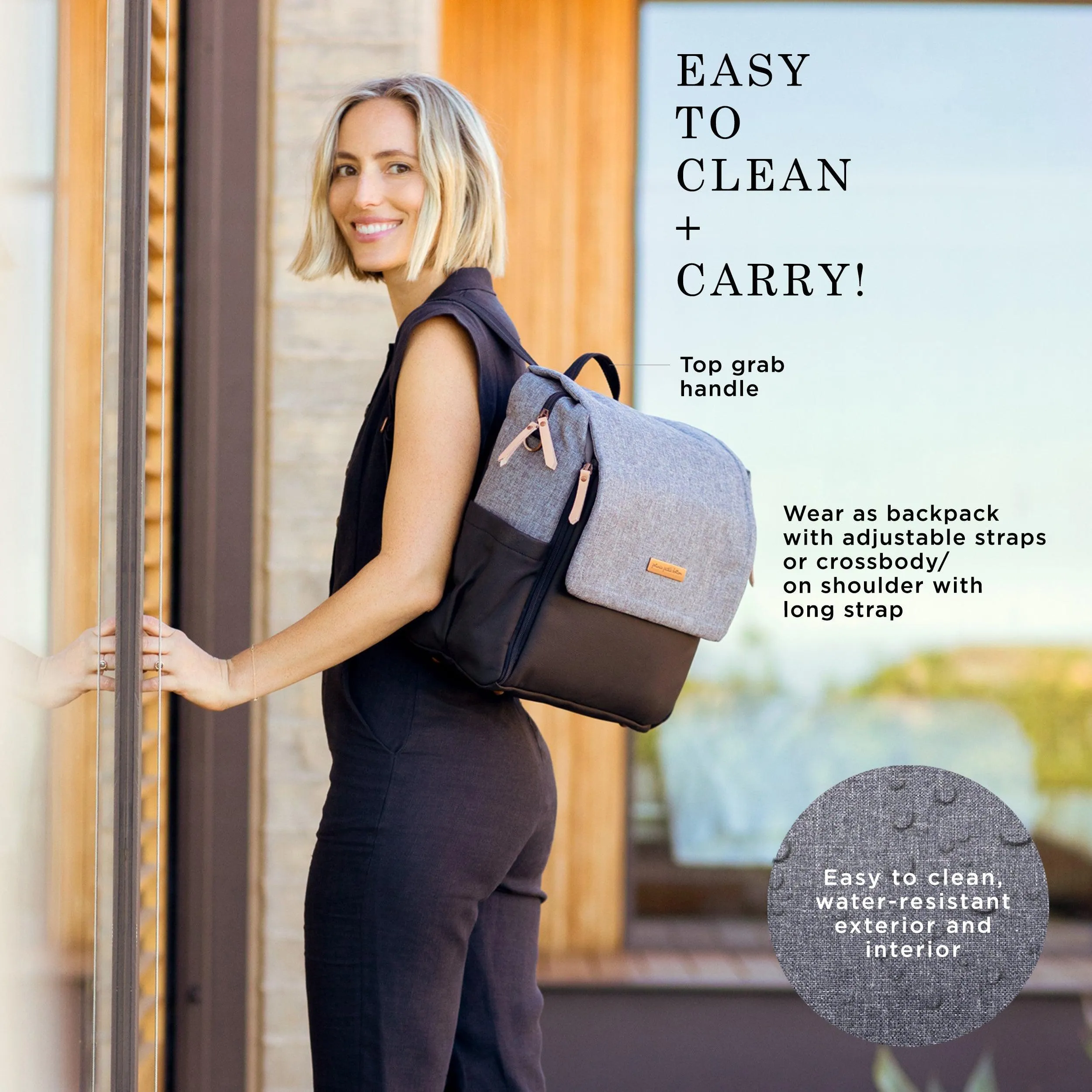 Boxy Backpack Diaper Bag in Graphite/Black Colorblock