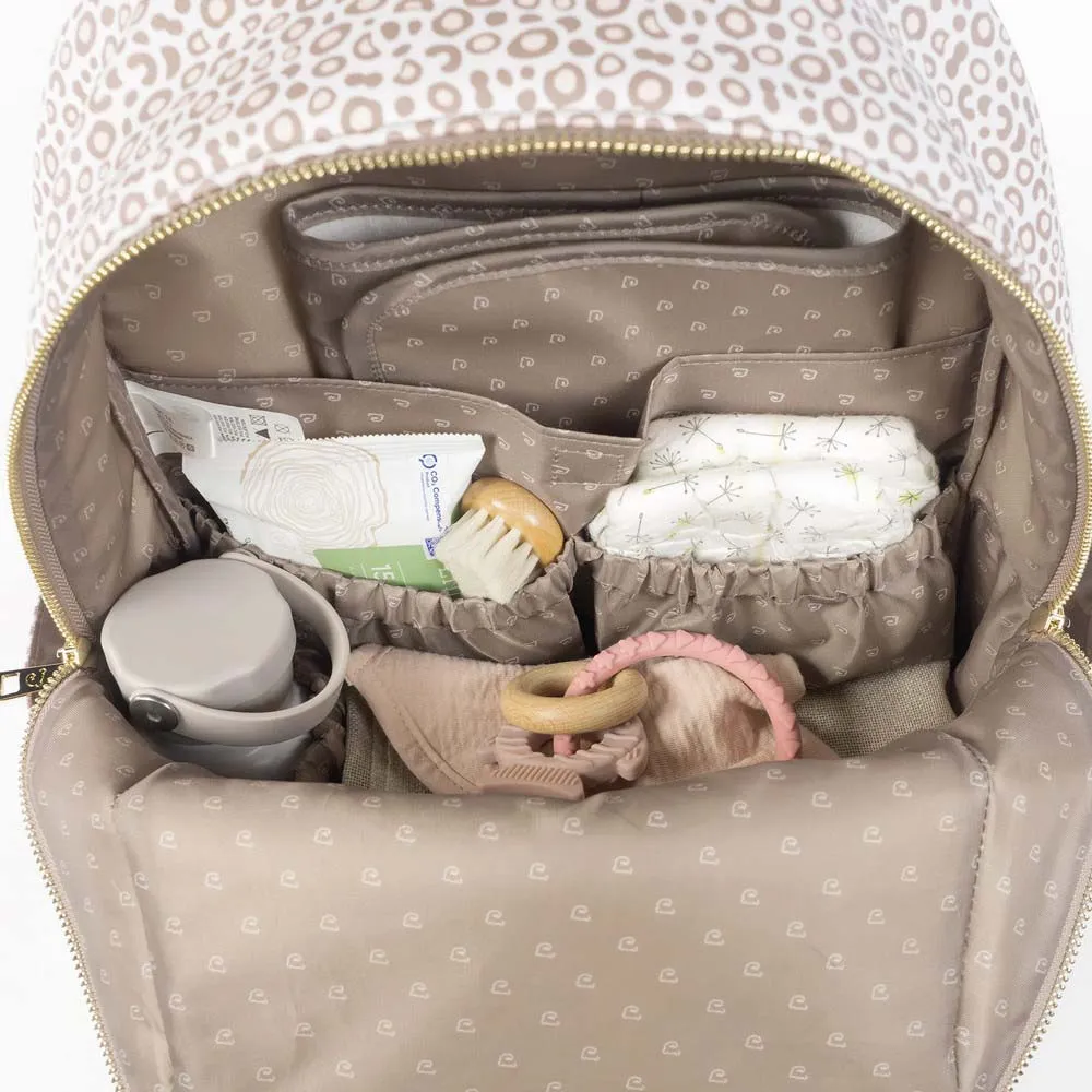 Brown Animal Printed Backpack Diaper Changing Bag