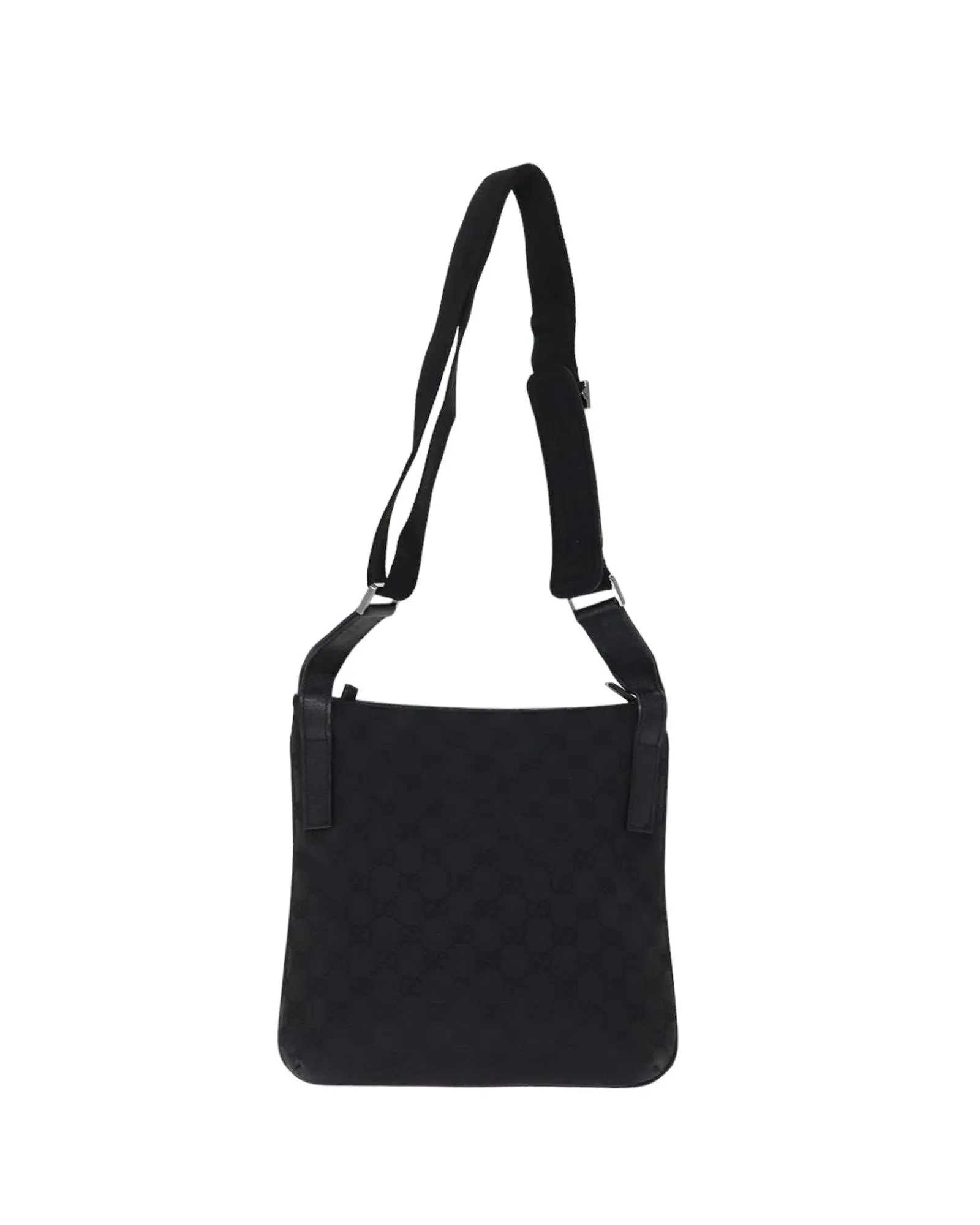 Canvas Shoulder Bag with Adjustable Strap and Multiple Pockets - Black