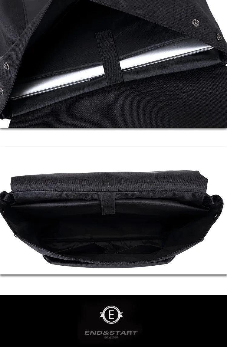 Casual Black Nylon Messenger Bag