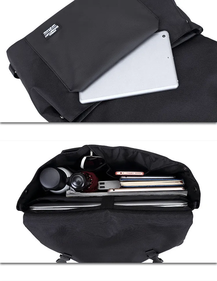 Casual Black Nylon Messenger Bag