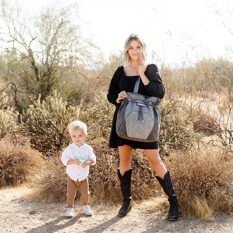 Cinch Backpack in Pewter Leatherette