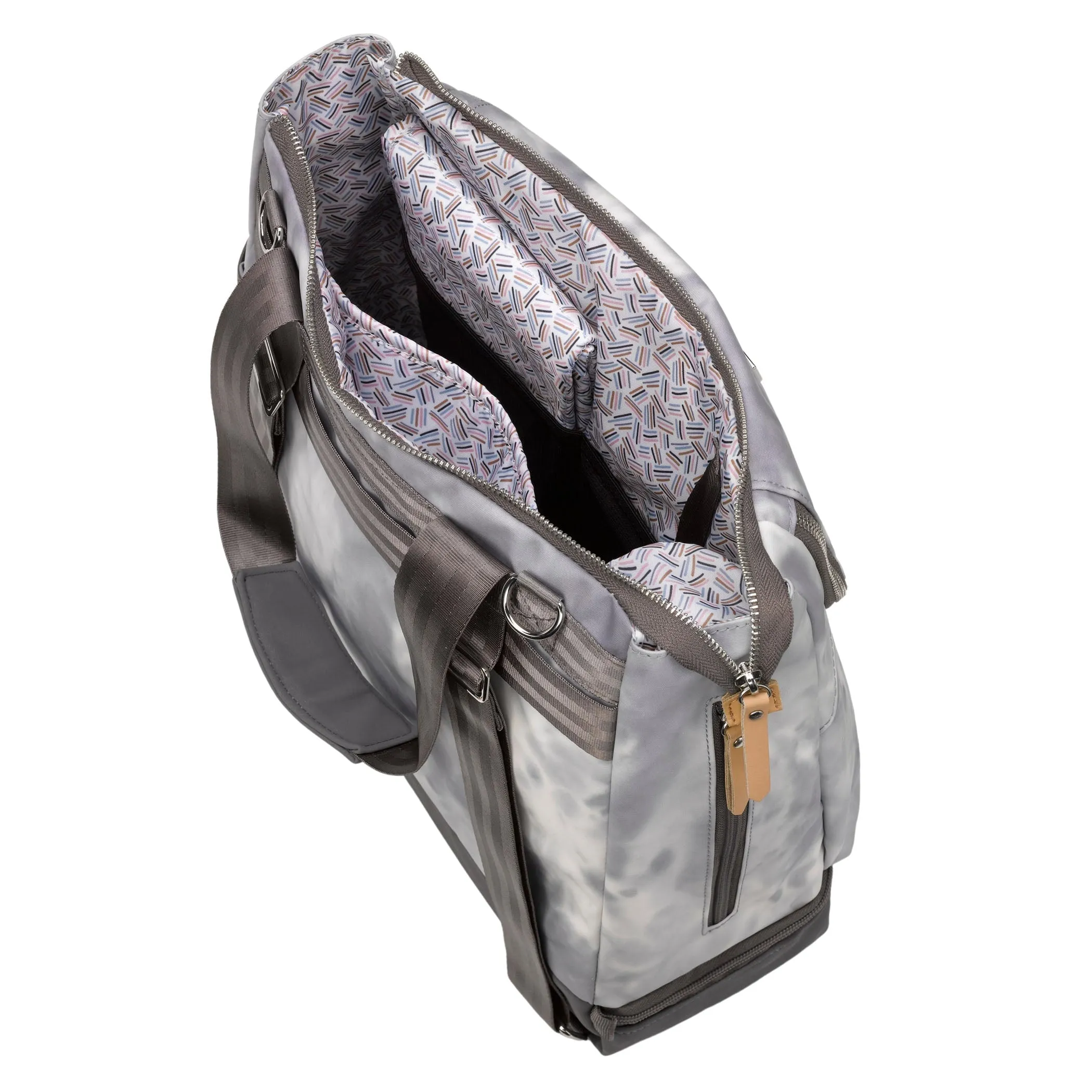 Convertible Tote Backpack Pivot Pack in Smoke Swirl Tie-Dye, Snack Pouch, Stroller Clip Bundle