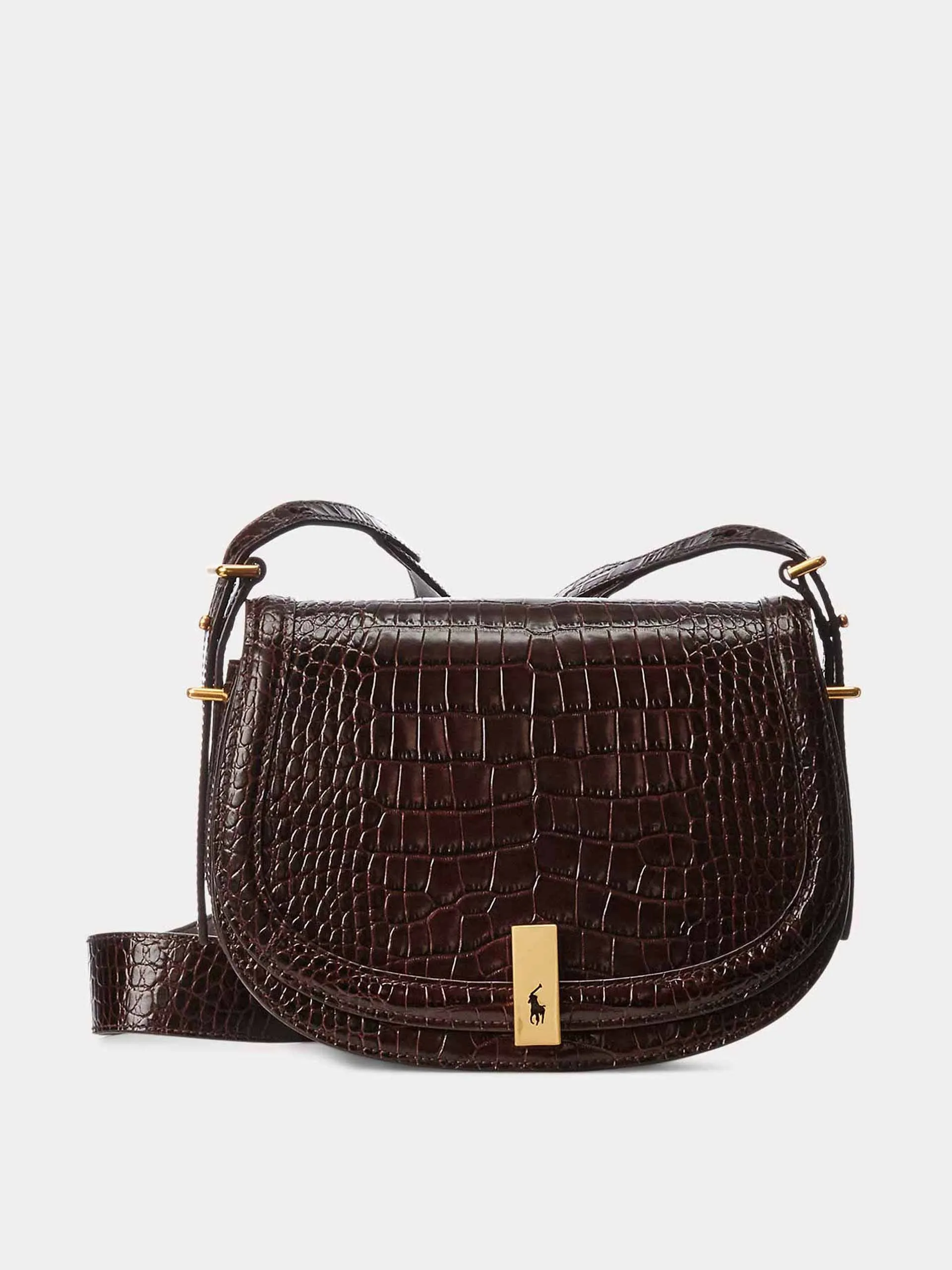 Croc-embossed saddle bag