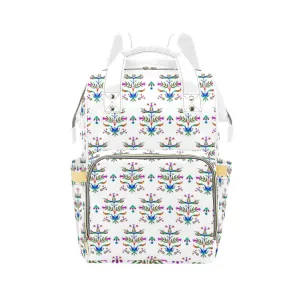 Dakota Damask White Multi-Function Diaper Backpack/Diaper Bag