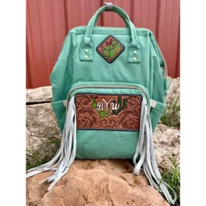 Diaper backpack with Custom patches and Long Fringe lo