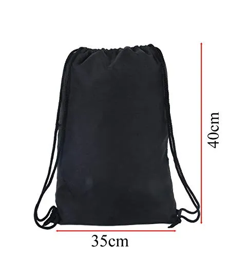 Electomania Polyester Drawstring Water Resistant Backpack Gym Bag (Black)