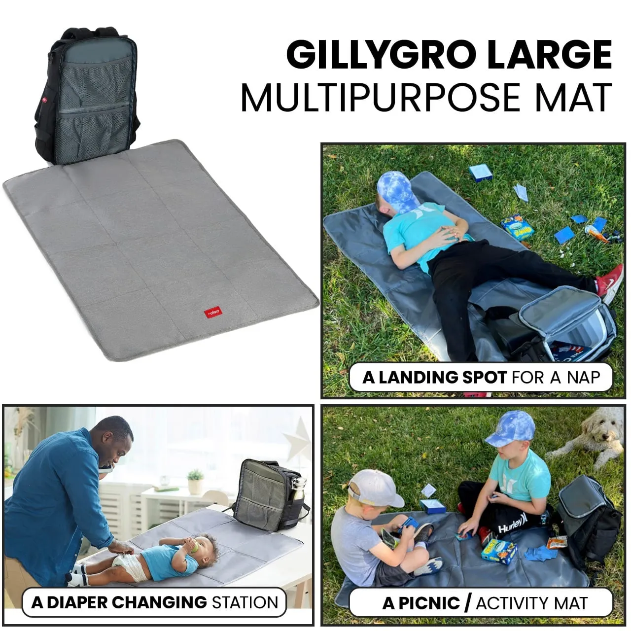 GillyGro Pro | 5-in-1 Multifunction Parent Backpack Set with Old Organizer | Gray