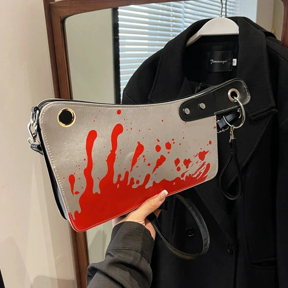 Gothic Halloween Design Knife Shaped Leather PU Clutch Unique Bag