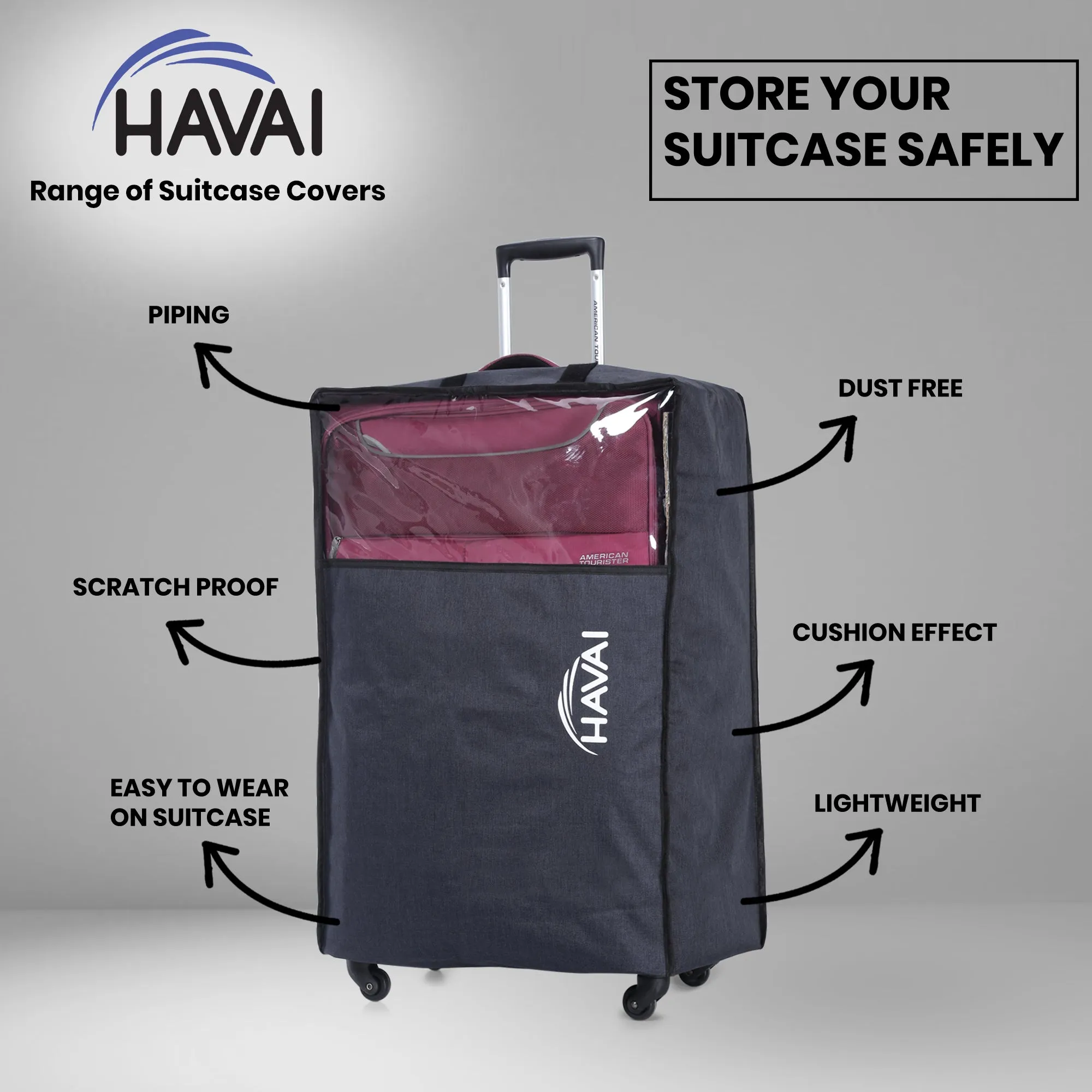 HAVAI Suitcase Storage Protector - Store your suitcase Safely (32 Inch), Navy Blue, Pack of 1