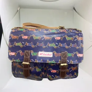 HT FASHION LONDON medium PCV satchel shoulder bag  sausage dog pattern