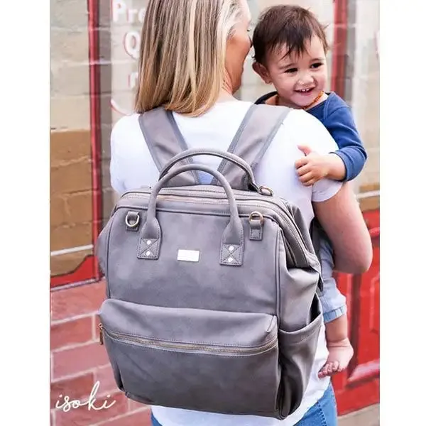 Isoki Nappy Bag Byron Backpack STONE (SOK-15)