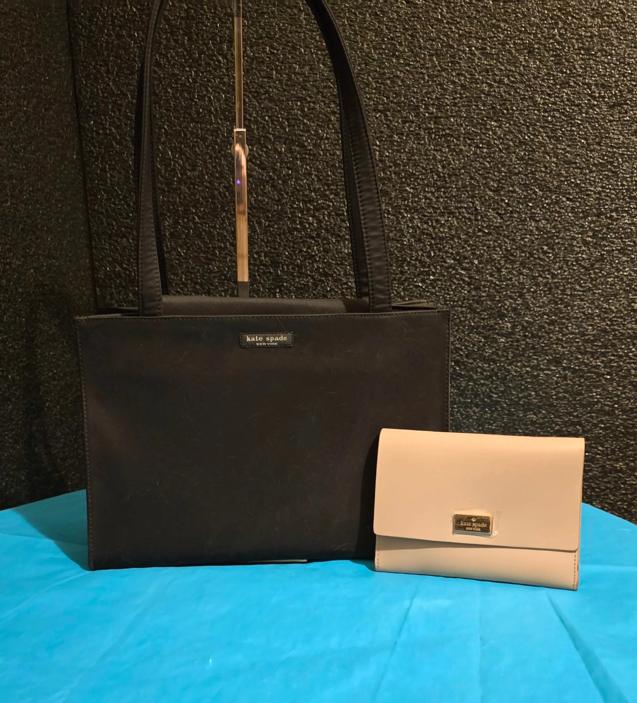 Kate Spade Vintage Iconic Black Sam Bag Box Satchel Tote Shoulderbag with Wallet