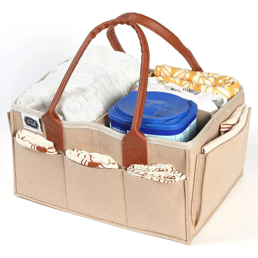 Little Story Diaper Caddy   Travel Pouch Medium (Ivory)