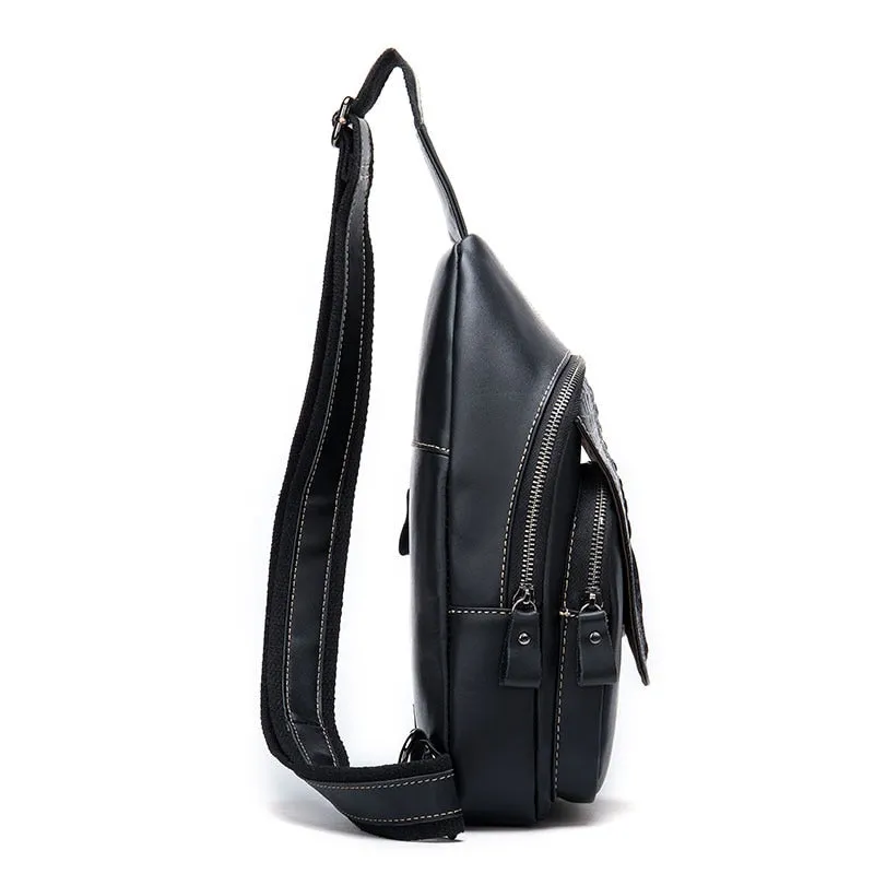 Luxury CrocLeather Zipper Sling Messenger Bag