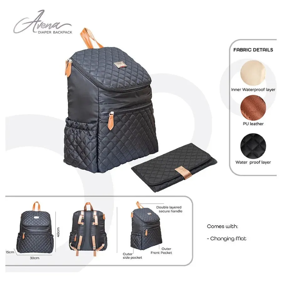 Moon Avena Diaper Backpack (Black)