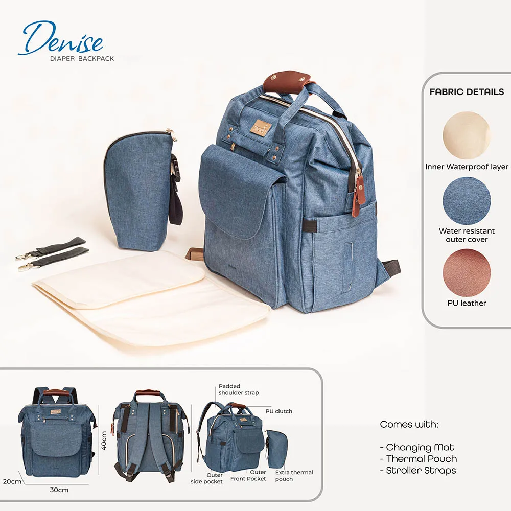 Moon Denise Diaper Backpack (Blue)