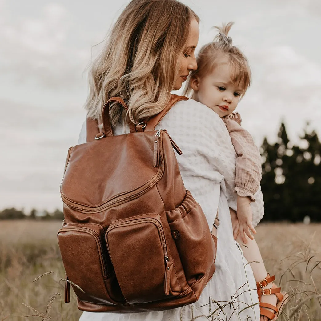 Oioi Signature Diaper Backpack - Tan Vegan Leather