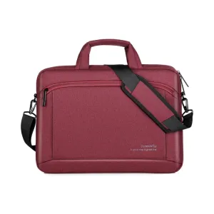 OUMANTU 030 Portable 15 inch Laptop Bag Leather Handbag Business Briefcase(Wine Red)