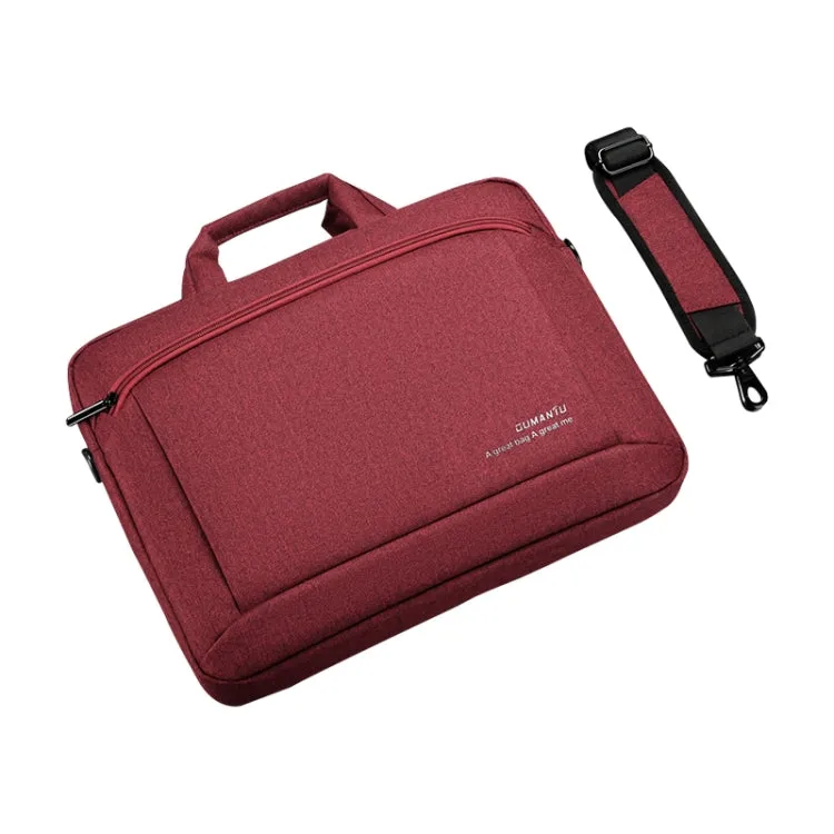 OUMANTU 030 Portable 15 inch Laptop Bag Leather Handbag Business Briefcase(Wine Red)