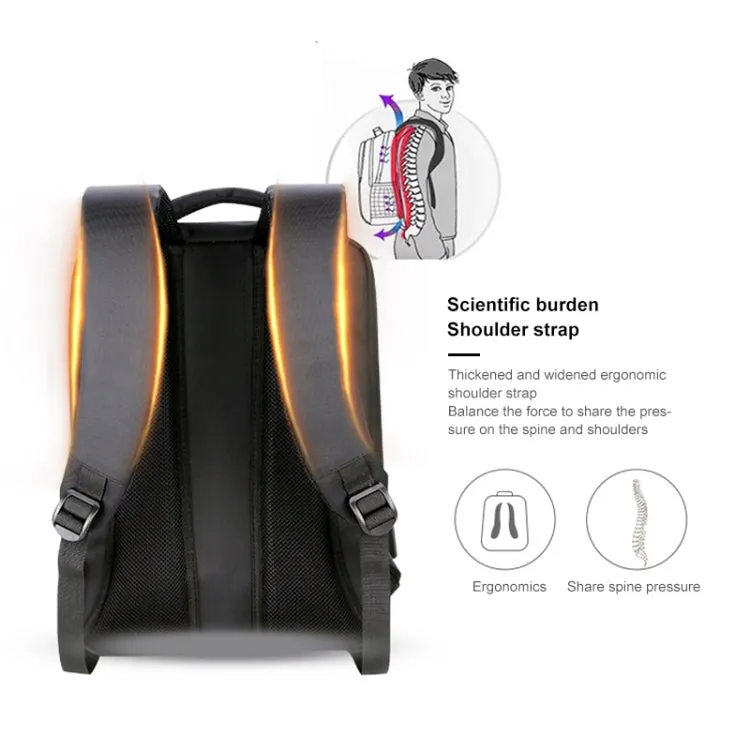 OUMANTU 9002A Business Laptop Bag Men Casual Backpack with External USB Port(Black)