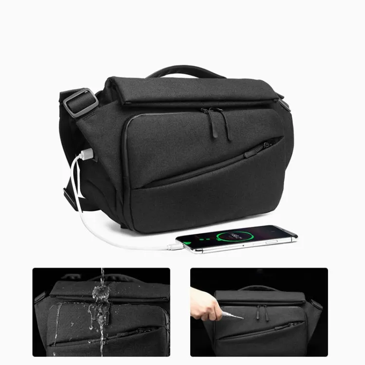 Ozuko 9349 Multifunctional Waterproof Men Messenger Bag with External USB Charging Port(Dark Blue)