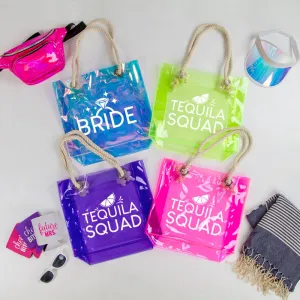 Personalized Bachelorette Tote - Neon and Tequila Squad-themed