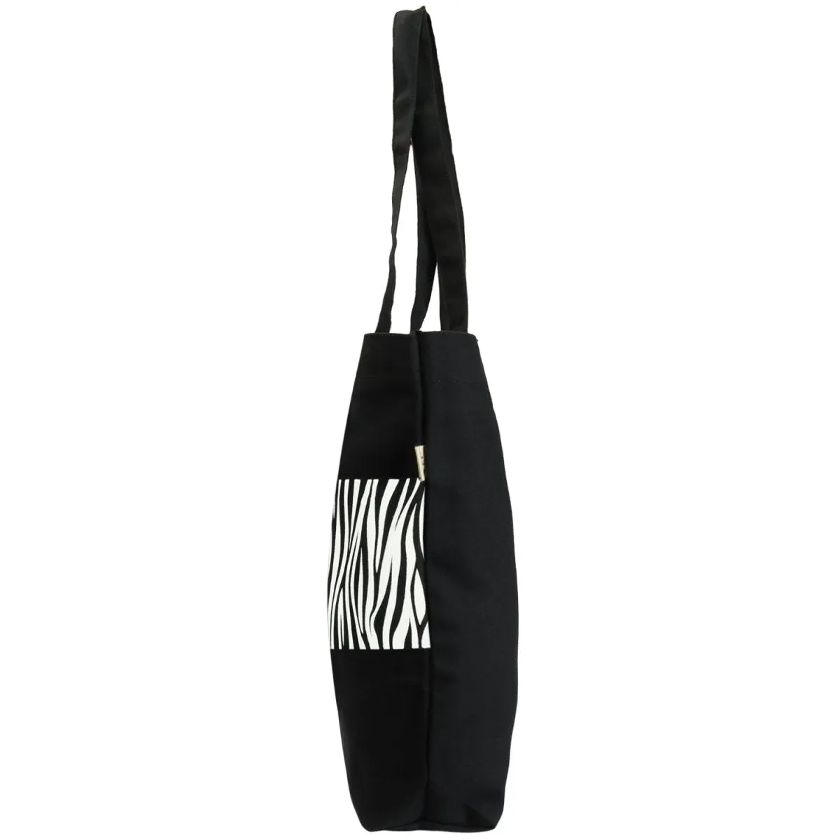 Premium Cotton Canvas Tote Bag- Zebra Black