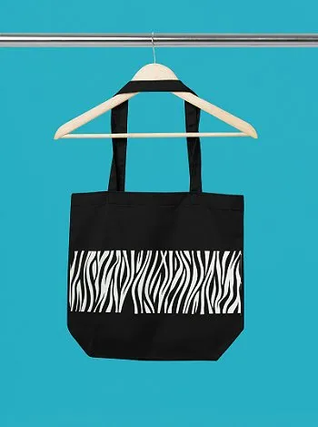 Premium Cotton Canvas Tote Bag- Zebra Black