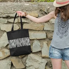 Premium Cotton Canvas Tote Bag- Zebra Black