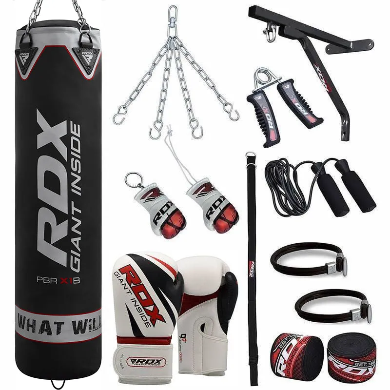 RDX X1 4ft / 5ft 17-in-1 Heavy Boxing Punch Bag & Gloves Set