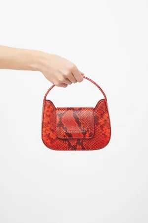 Red Textured Leather Mini Retro Bag