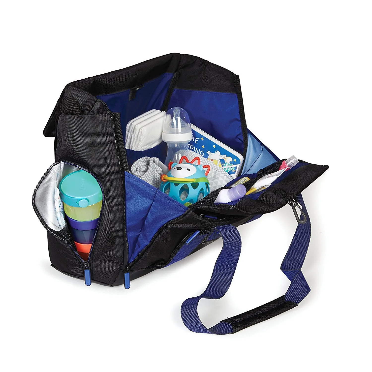 Skip Hop Fit All-Access Diaper Tote in Black and Cobalt