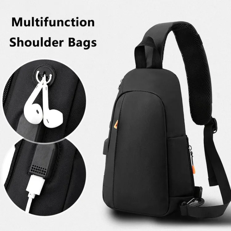 Sports Chest Bag Waterproof Casual One Shoulder Diagonal Shoulder Bag(Black)