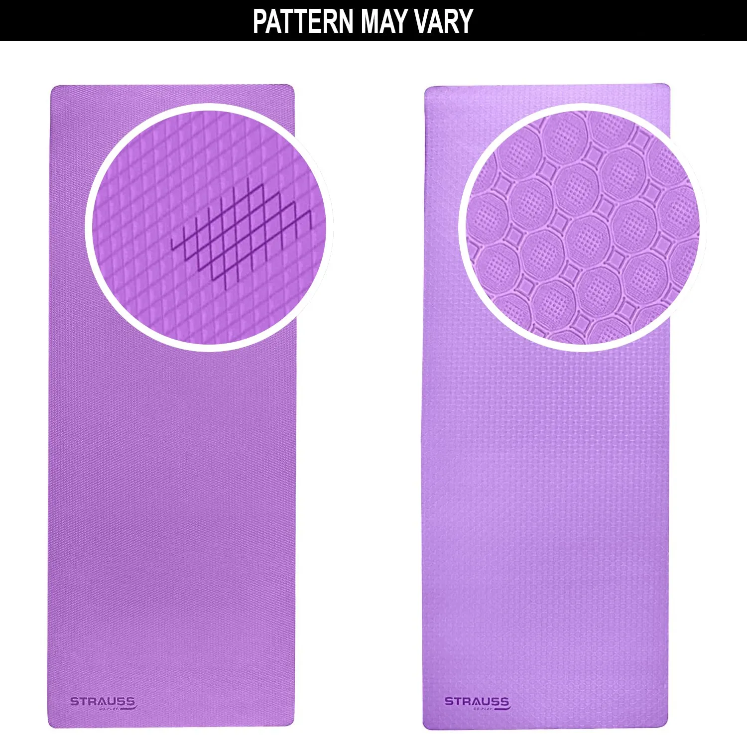 Strauss Anti Skid TPE Yoga Mat with Carry Bag, 8mm, (Purple)