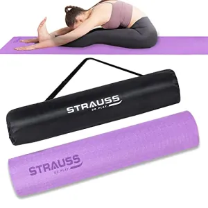 STRAUSS TPE Dual Layer Yoga Mat| Exercise Mat for Yoga,Pilates & Gym| Lightweight & Eco-Friendly Material | Yoga Mat for Women and Men |Ideal for Home Gym Workout |Includes Carry Bag | 6MM,(Purple)