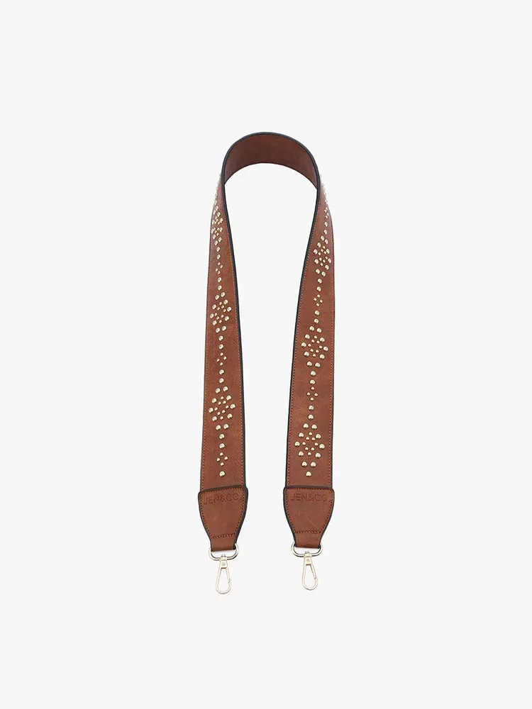 Studded Guitar Strap: Brown