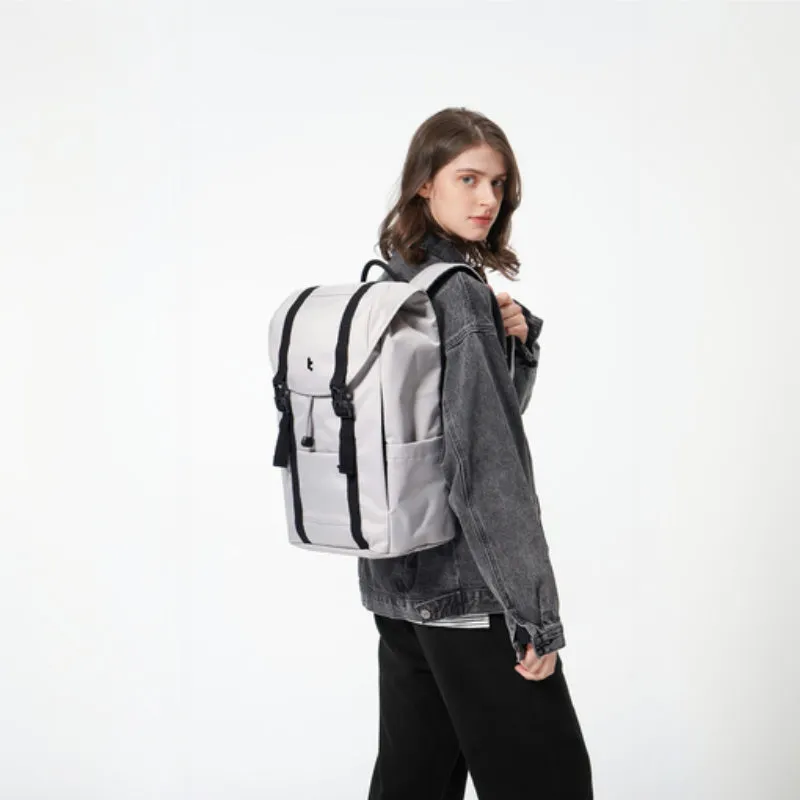 Tomtoc Flap Backpack | 22L Lightweight, Water-Resistant | Fits 13-15.6" Laptops | Light Gray & Yellow