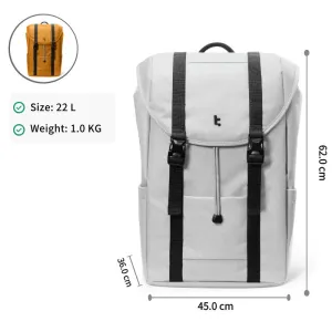 Tomtoc Flap Backpack | 22L Lightweight, Water-Resistant | Fits 13-15.6" Laptops | Light Gray & Yellow