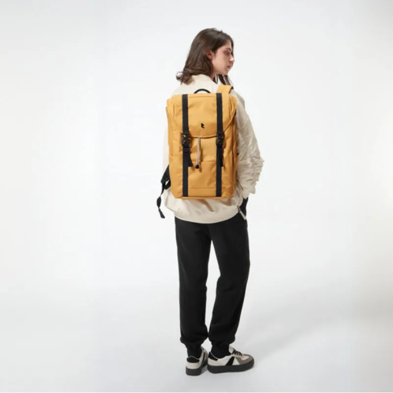 Tomtoc Flap Backpack | 22L Lightweight, Water-Resistant | Fits 13-15.6" Laptops | Light Gray & Yellow