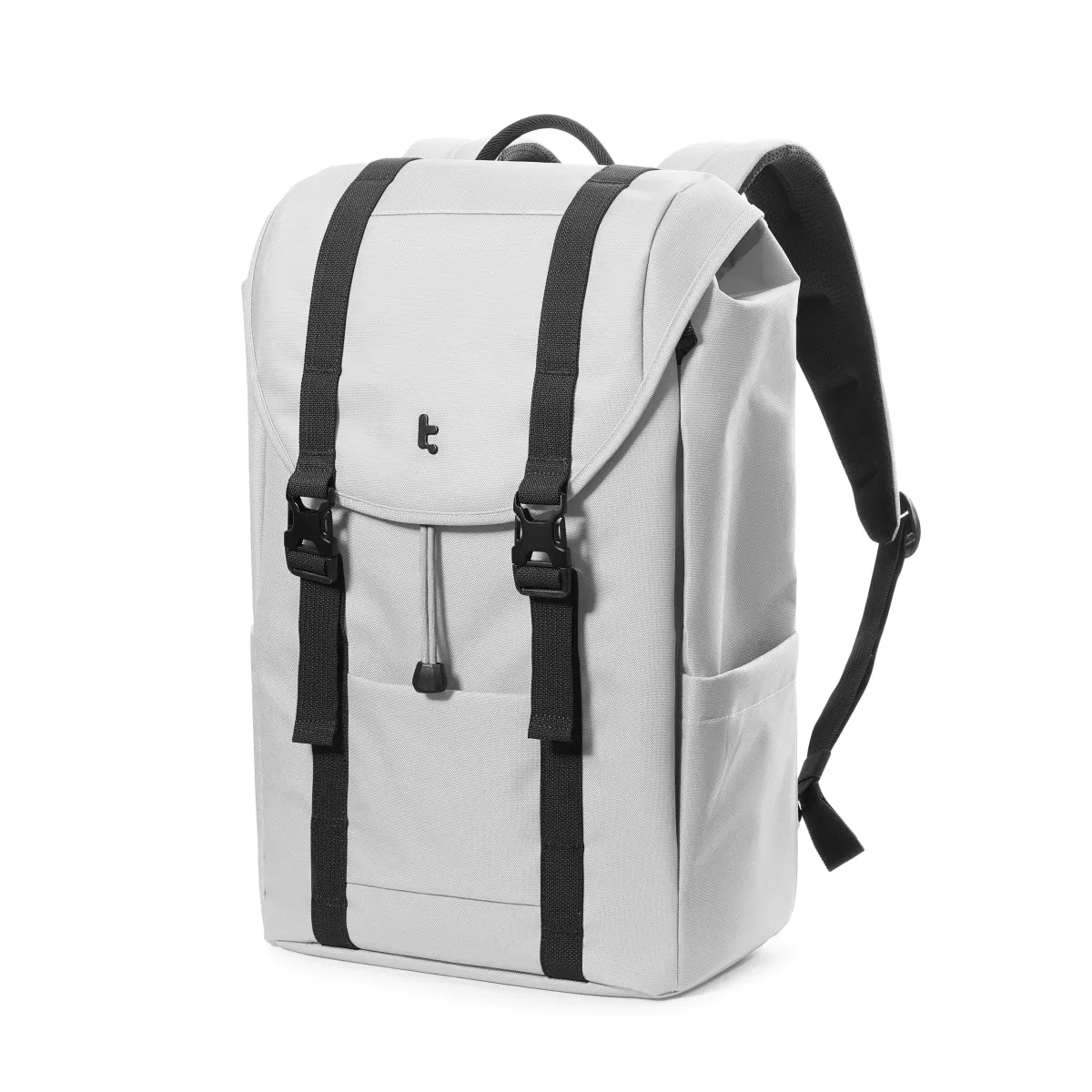 Tomtoc Flap Backpack | 22L Lightweight, Water-Resistant | Fits 13-15.6" Laptops | Light Gray & Yellow