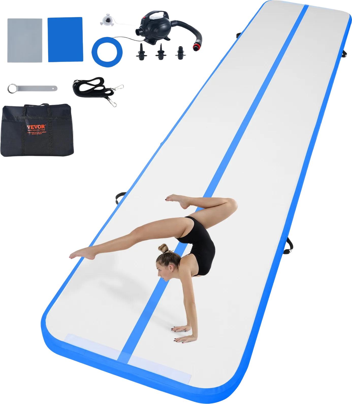 Vevor Gymnastics Air Mat 4" Thickness 16' Inflatable Tumbling Track with Electric Pump New