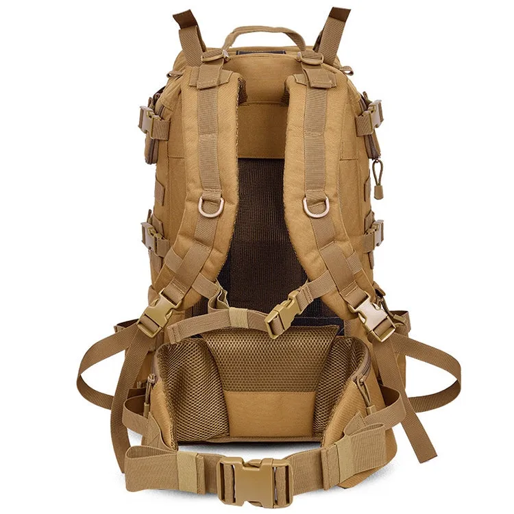 Waterproof Nylon Backpack Shoulders Bag Outdoors Hiking Camping Travelling Bag, Capacity:45L(Khaki)